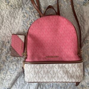 Michael Kors Pink and Cream Rhea Backpack